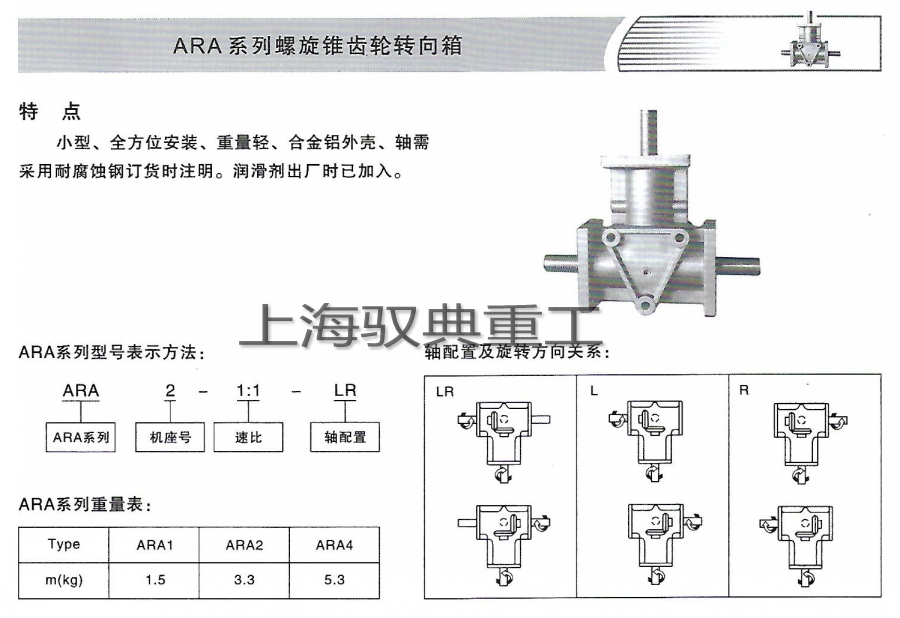 ARA轉(zhuǎn)向箱型號含義